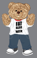 Hello i'm teddy bear slogan with bear doll illustration on Gary background - 659569235