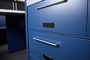 a secure steel filing cabinet with a lock - obrazy, fototapety, plakaty