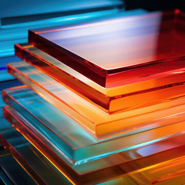 light through Stack of different colors Cast Acrylic Sheet.