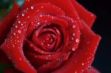 Red rose water droplets garden. Beauty plant. Generate Ai