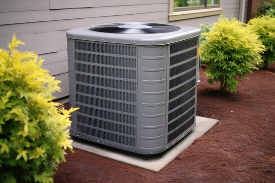 view of an hvac units outdoors unit fan