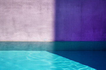 Pool in purple, azure and turquoise colors.  Simple, bold, post-minimalism.