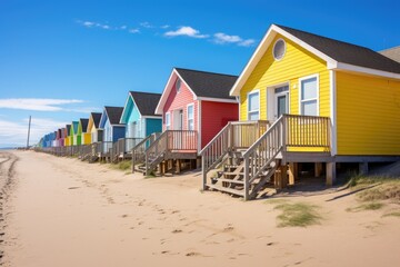 a row of colorful beachfront second homes