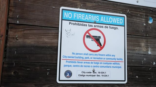 No Firearms Allowed Public Park Sign Prohibiting Guns