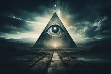 Fotobehang Pyramid eye esoteric. God cash. Generate Ai © nsit0108