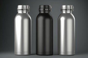 Stainless bottles flask. Sport travel drink. Generate Ai
