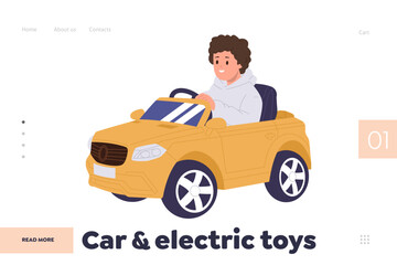 Landing page design template for online shopping service offering car electric toy assortment