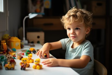 kid playing with toys at home