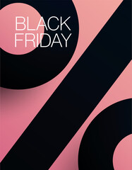 Black Friday sale poster or banner, letter. Special offer, deal, discount promotion. Minimal design vector illustration.