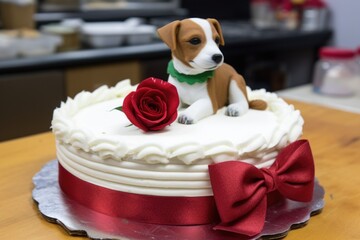 a close-up of an adoption day cake for a pet