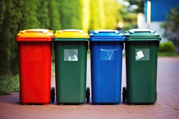 color-coded waste bins for recycling