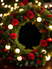 Fototapeta na wymiar cozy wreath closeup warm lighting Pantone