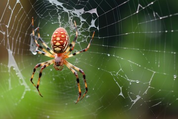 spider trapping and feeding on prey in its web