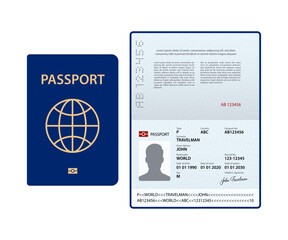 Passport Template. International ID. Travel Document. Vector Illustration