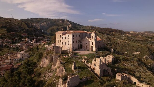aerial photography south of Italy, Castle of Roccella Jonica .Castello Carafa di Roccella Ionica, vista Aerea con drone.