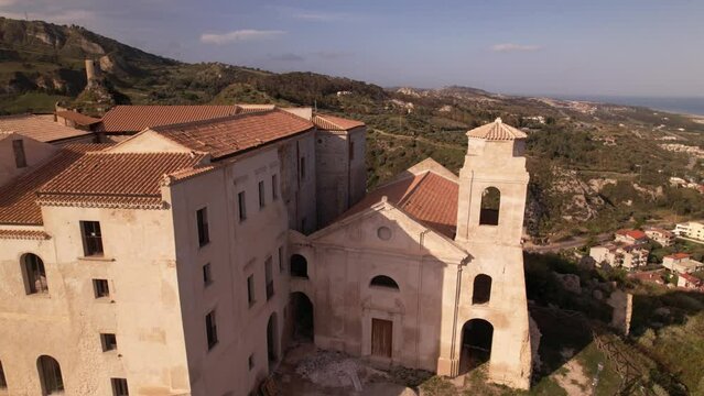 aerial photography south of Italy, Castle of Roccella Jonica .Castello Carafa di Roccella Ionica, vista Aerea con drone.