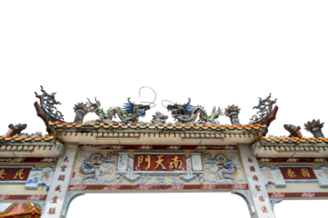 The decorations of the entrance gate in a temple