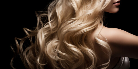 Long woman style fashion hair beauty hairstyle blond - obrazy, fototapety, plakaty