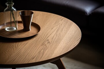 detail shot of a scandinavian-style wooden coffee table