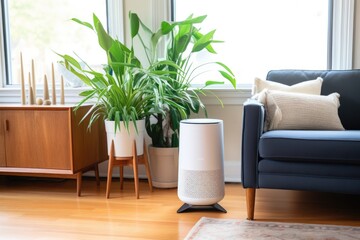 a smart air purifier in a living room