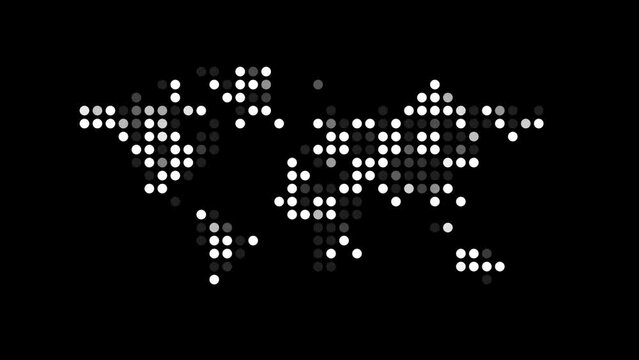 black and white Earth planet, Halftone world map with dot pattern