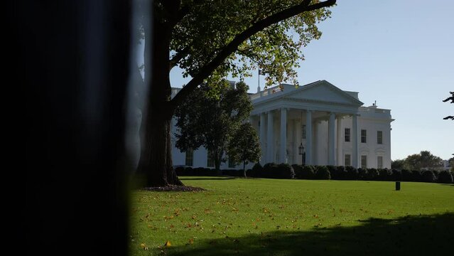 White House Washington DC Pan From Behind Gate