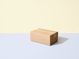 Carton box on gray background