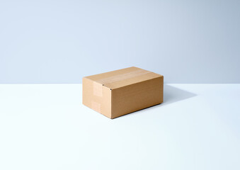 Cardboard parcel against gray background
