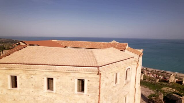 aerial photography south of Italy, Castle of Roccella Jonica .Castello Carafa di Roccella Ionica, vista Aerea con drone.