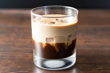 cold brewed coffee with cream in a transparent cup
