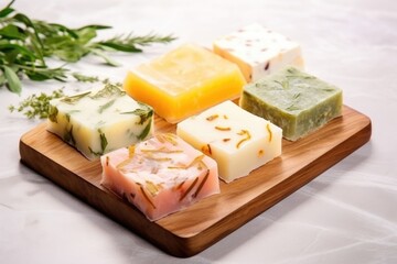 herbal soaps for on marble surface