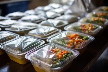 Foto op Plexiglas packaged meals ready for a soup kitchen © altitudevisual