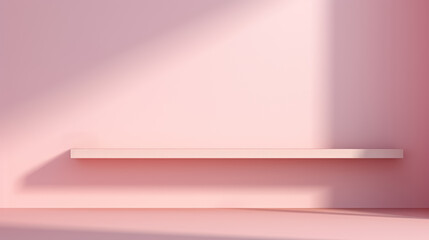 Obraz premium Light pink background for product, business presentation, mockup template with diffused light and a shelf