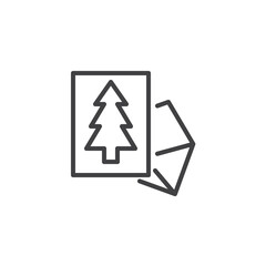 Christmas greeting card line icon