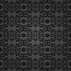 Floral dark ornament. Seamless abstract classic background with flowers. Pattern with repeating floral elements. Ornament for fabric, wallpaper and packaging