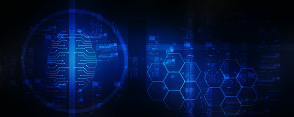 2d illustration Concept of thinking, background with brain, Abstract Artificial intelligence. Technology web background