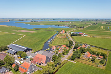 Aerial from the countryside in Friesland the Netherlands