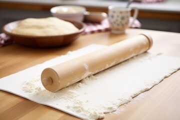 rolling pin flattening dough