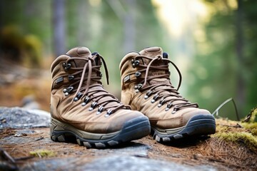 hiking boots on a mountain trail