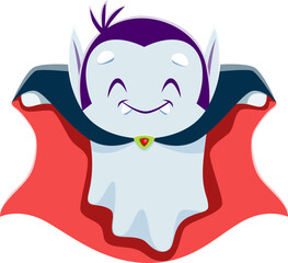 Cartoon kawaii Halloween ghost, cute vampire monster character. Halloween horror kawaii ghost personage, Autumn holiday celebration funny spirit, flying vampire vector cheerful character
