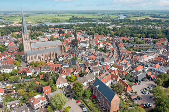 Aerial from the historical city Doesburg in the Netherlands