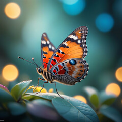 Fototapeta na wymiar Butterfly perched on a flower in forest