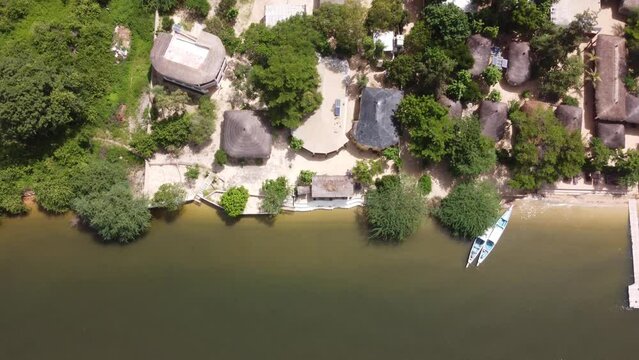 View over Sine Saloum 21 Senegal, Village- Shot taken with drone - Africa