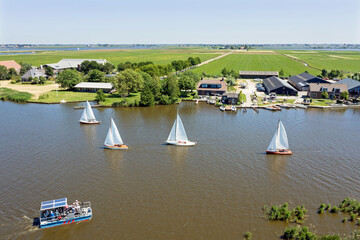 Aerial from watersports in Friesland the Netherlands