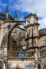 Fototapeta na wymiar detail view of the convent cathedral in batalha portugal- no release required