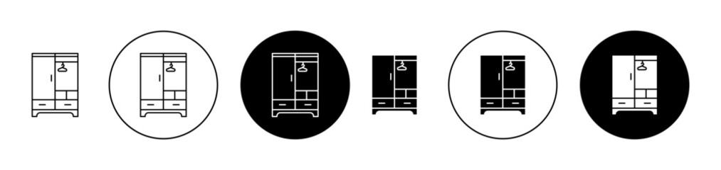 Wardrobe symbol set. Room clothing storage icon in black filled style.