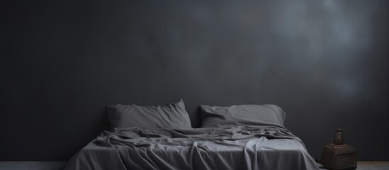 Gray room with bed sheets on bed