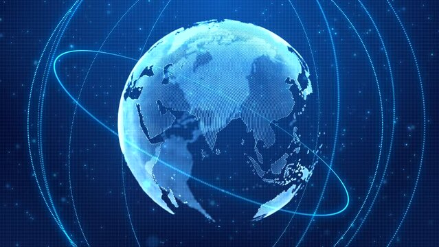 Communication technology global world network. Futuristic Earth Global communication concept.