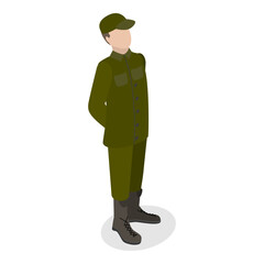 3D Isometric Flat Vector Set of Soldiers in Uniform, Military People. Item 1