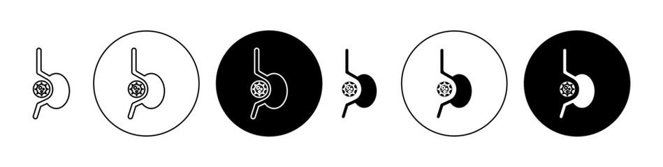 Esophageal cancer graphic icon set. Esophageal disorder vector symbol. In black filled style for UI designs.